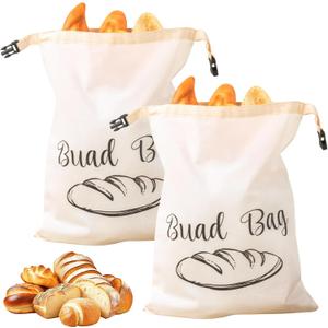 PKRFCJ 2pcs Reusable Beeswax Bread Bags for Homemade, Beeswax Bread Bags for Sourdough, Large Capacity Cloth Bag, Suitable for Travel, Washable, Refrigerated, Used to Keep Fresh(16.9 * 12.5 Inches)