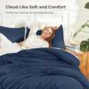 Litanika Navy Blue Comforter King Size, 3 Pieces Lightweight Solid Bedding Comforter Set, All Season Fluffy Bed Set