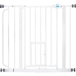 Carlson 29–36.5” Extra Wide Dog Gate with Small Pet Door, Walk-Through Pressure Mounted Metal Indoor Pet Safety Gate, Tested and Trusted by Pet Parents, American Designed, American Owned