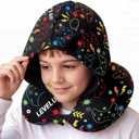 Gilprop Privacy Friendly Hooded Gaming Travel Pillow, U Shaped Memory Foam Neck Pillow with Washable Cover, Soft Neck Head Support Travel Accessories for Airplane Car Train Bus Trips