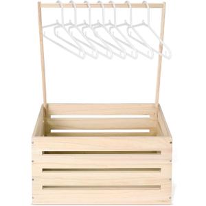 Suzile Wood Color Wooden Baby Shower Crate Closet Wood Basket for Gifts with Handle Boy Girl Clothes Gender Reveal Storage Box for Newborn New Parent