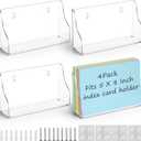 Dunzoom 4 Pack 5x8 Index Card Holder, 2-in-1 Desk & Wall Mounted Acrylic Index Card Display Stand, Includes Screws & Anchors, Clear Flash Notecard Organizer for Classroom, Office & Study