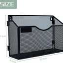 6 Packs 1 Tier A4 Mesh in Tray Hanging Wall File Holder Magazine Document Holder Mail Organiser Magazine Storage Rack,Durable Metal Mesh Filing Storage, Black