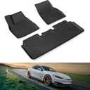 KIWI MASTER Floor Mats for 2012-2020 Tesla Model S, Custom Fit All Weather Car Mats, Heavy Duty TPE Floor Liners, Front & Rear 2 Row, Black