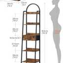 5 Tier Ladder Shelf with Drawer, Tall Ladder Bookshelf, Standing Bookcase with Metal Frame for Living Room, Bathroom, Home Office, Study, Balcony, Rustic Brown and Black TCJ07BF