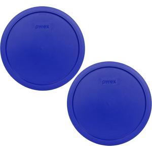 Pyrex 7403-PC 10-Cup Cadet Blue Sculpted Mixing Bowl Replacement Food Storage Lid (2-Pack) - Made in USA