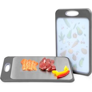 Cutting Board Double Sided Non Slip, Stainless Steel Cutting Boards for Kitchen,Chopping Boards for Kitchen With Juice Groove Wheat Straw PP,16X11 In, Easy To Clean