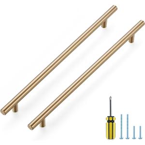 Ravinte 5 Pack Kitchen Cabinet Handles Champagne Bronze 10 Inch Hole Center Stainless Steel Pulls for Dresser Drawer Cupboard Handles with Screwdriver, 12-1/2 Inch Length