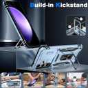 ATUMP for Samsung Galaxy S23 FE Case with [2Pcs] HD Screen Protector & Slide Camera Cover, Rotated Ring Kickstand [Military Grade Shockproof] Protective Case for Galaxy S23 FE 6.4", Light Blue