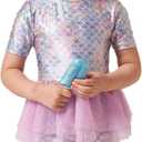 Julysand Toddler Girls One Piece Mermaid Swimsuit with Mesh Skirt Ruffled Swimwear Sun Protection Bathing Suit (4T, Scale Printing 3)