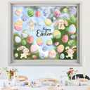 2 x 6 Sheets Happy Easter Window Clings, Double-Sided Reusable Oil Painting Bunny Eggs Window Decals for Glass, Mirror, Party Home Decor (Easter)