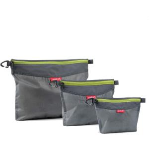 pack all 3 Pcs Water-resistant Material Zipper Pouch Set, Mesh Zipper Bags for Storage, Travel, Office (Gray) (Grey)