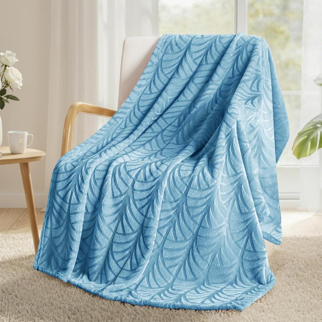 Whale Flotilla Flannel Fleece Throw Blanket for Couch, Soft Fluffy Velvet Sofa Blanket, Decorative Vintage Pattern, Cozy Warm Lightweight for Spring Summer, 50x60 Inch, Stone Blue
