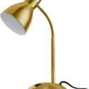 LEPOWER Metal Desk Lamp, Adjustable Goose Neck Table Lamp, Eye-Caring Study Desk Lamps for Bedroom, Study Room and Office (Gold)
