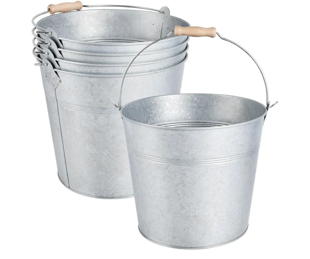 OBTANIM 2 Pack 8 Quart Galvanized Metal Buckets Champagne Drink Cooler Storage Ice Pails with Handle for Plants, Succulents, Party Favors Organizing Home Parties Bar Cooling Supplies