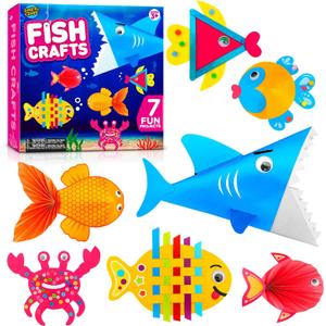 Arts and Craft Kit for Toddlers Ages 3, 4, 5 Years - Create 7 Fun Fish Characters