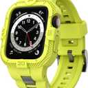GELISHI Bands Compatible for Apple Watch Band Men Sport Rugged Band with Protective Case for Watch Series 11 10 9 8 7/ SE 3/2/1/ Series 6 5 4 3 Fluorescent Green, 46mm - Series 11/10