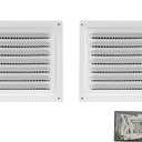 2pcs Attic Vent Soffit Vent Aluminum Wall Vent Metal Shed Vent Square Vent Louver Vent Grille with Built-in Insect Screen for Exterior Door House Attic Garage Ceiling (White 6" x 6"-2 Pack)