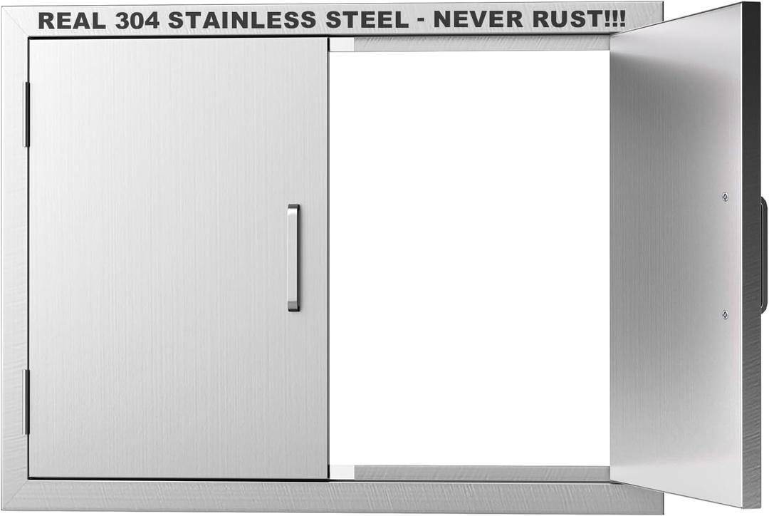 Outdoor Kitchen Door 31" W x 24" H-304 Stainless Steel Never Rust Cabinet Door-Double Layer-BBQ Access Doors-Weatherproof GrillDoor-Flush Mount BBQ Island Doors-MetalDoor for Outdoor Indoor Kitchen