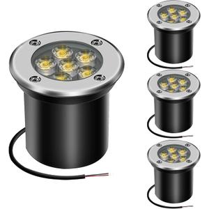 Low Voltage Landscape Light Outdoor In-Ground Well Lights 6W 12V-24V IP67 Waterproof LED Landscape Lighting for Paver, Outdoor Pathway Light Driveway Garden Lights (Warm White)