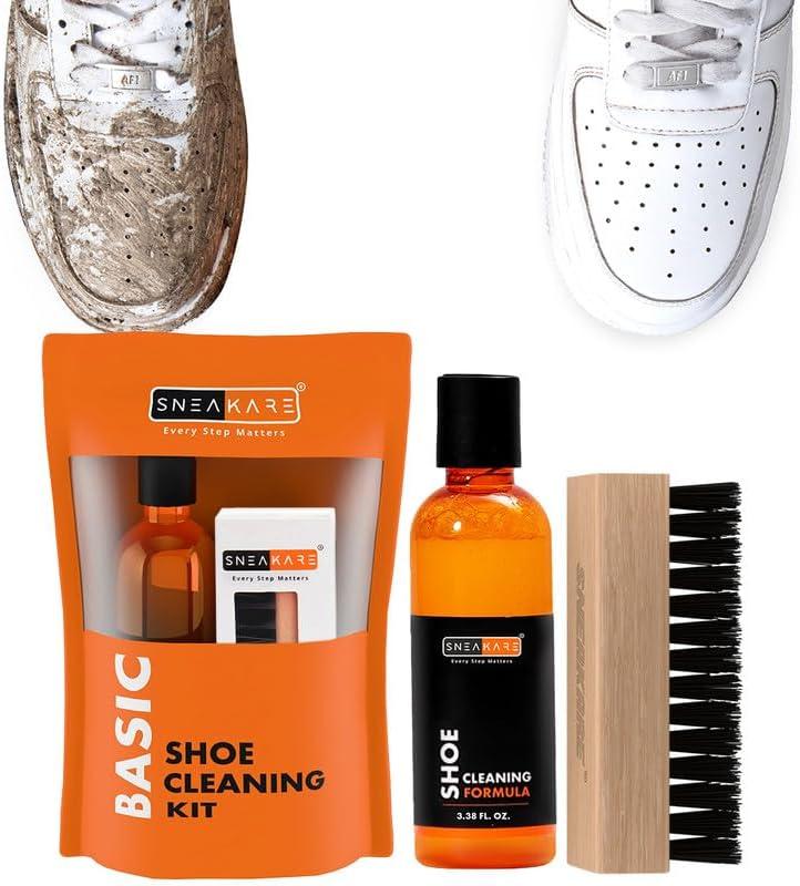 SNEAKARE Shoe Cleaning Kit with 100ml/3.4 Oz Cleaner, Brush & Towel Complete Kit For Sneakers, Nubuck, Suede & Leather