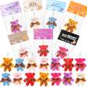 2 x 28 Packs Valentine's Day Cards for Kids School with Mini Plush Bear Keychain, Valentines Gift for Kids Classroom Valentines Gifts Valentine's Cards Party Favors