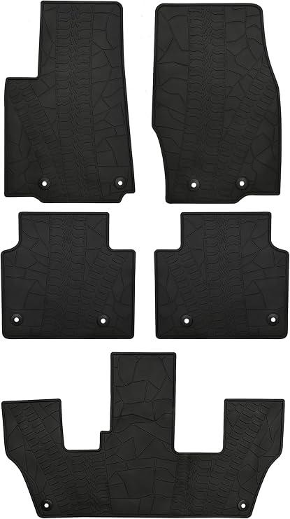 Car Floor Mats Custom Fit for Jeep Grand Cherokee L 6 Seats 2021-2025 2026 Rubber Auto Floor Liners Set All Weather Protection, Black(Only for 6 Seater Without Center Console)