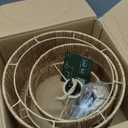 11.8" Boho Jute Plug in Pendant Light, Handwoven Natural Hanging Lamp Plug in with Dimmable Light Switch, Wicker Hanging Light Fixture for Bedroom Living Room Kitchen (No Bulb Included)