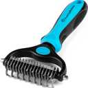 Dematting and Deshedding Comb for Dogs and Cats Grooming Tool - Mat Remover - Safe Detangler for Matted Fur Hair - Double Sided Undercoat Deshedder Brush