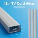 Yecaye TV Cord Hider, 42In Large Cable Hider Grey, Wire Covers for 4 Cords, Wire Hiders for TV on Wall, Cable Raceway Concealer, W1.18in H0.6in, Grey