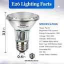 PAR20 Flood 39W 120V 1755 Lumens Halogen Light Bulbs, 6 Pack Range Hood Light Bulb with Dimmable E26 Base, 2800k Warm White, Long Lasting 39W PAR 20 ECO Bulb for Indoor Spotlight,Range Hood,Recessed