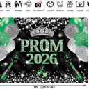Prom Night Backdrop Prom 2026 Photography Background Black Green Congrats Grad Class of 2026 Graduation Party Decoration (Green, 7x5ft)
