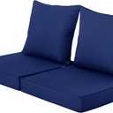 Outdoor Chair Cushions Set of 2, Waterproof Fade and Tear Resistant Seat and Backrest Cushion Set for Patio Furniture, 24x24 Inch, Navy,