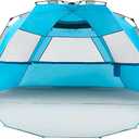 Pacific Breeze Easy Setup Beach Tent Deluxe XL, SPF 50+ Pop Up Beach Tent Provides Shade from The Sun for 4+ People