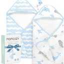 Momcozy Baby Towel with Hooded-Original Design Baby Towel Set -Soft & Absorbent- Shower Gifts or Bath Essential for Infant, Newborn, Toddler, Marine Sea Whale Seal Waves Magic