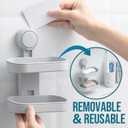 TAILI Soap Holder Soap Dish for Shower, Suction Cup Soap Holder for Shower Wall, Bathroom Accessories, Removable Strong Hold Soap Saver, Drill Free, Grey 2 Layer
