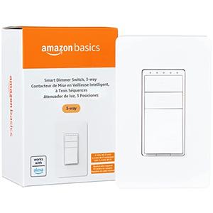 Amazon Basics Smart Dimmer Switch, 3-Way, Works with Alexa Only, 2.4 GHz Wi-Fi, No Hub Required, White