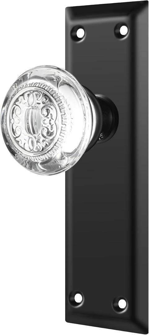 Glass Dummy Door Knobs Interior, Single-Side Crystal Dummy Door Knobs Replacement, Inactive Door Knobs for Bifold and Closet Door, Matte Black Door Handles,2 Pack Glass Dummy Door Knobs Interior, Single-Side Crystal Dummy Door Knobs Replacement, Inactive Door Knobs for Bifold and Closet Door, Matte Black Door Handles,2 Pack