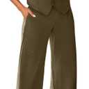 KIRUNDO Womens Suits 2 Piece Set Summer Linen Crop Blazer Vest and Pants Sets Dressy Casual Matching Clothes Going Out Outfits (Army Geeen, X-Large)
