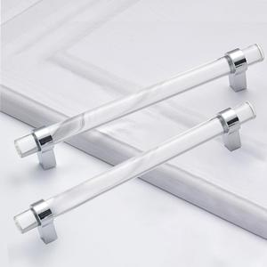 Crystal Glass Drawer Pulls 7-1/2 Inch, Brushed Nickel Cabinet Pulls Clear Cabinet Handles (192mm, 10 Pack)