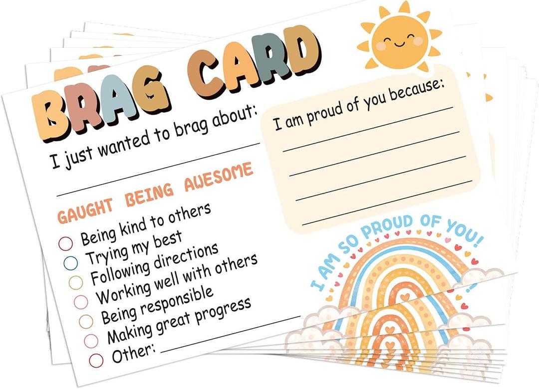 3 x Classroom Brag Cards for Teachers, 52 PCS Student Postcards, Teacher Mail Notes Incentives Cards for Parents, Positive Behavior Reward Cards, Elementary Preschool Kindergarten Classroom Supplies