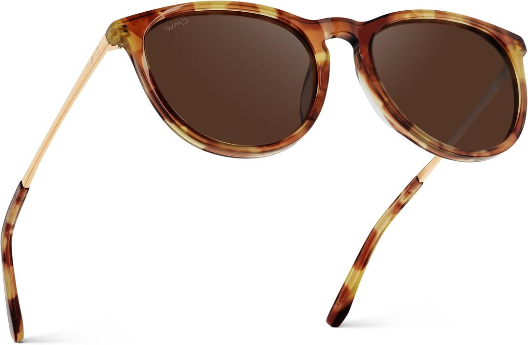 WearMe Pro Round Polarized Sunglasses for Women - UV400 Protection, Lightweight Frame, Vintage Retro Style