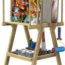 Art Storage Rack with Supply Storage Organizer on Wheels, Art Drying Rack, Artist Gallery Portable Display Rack for Posters, Artwork, Prints, Canvas, Panels (Bamboo, 20.7''W x 23.2''D x 47.7''H)