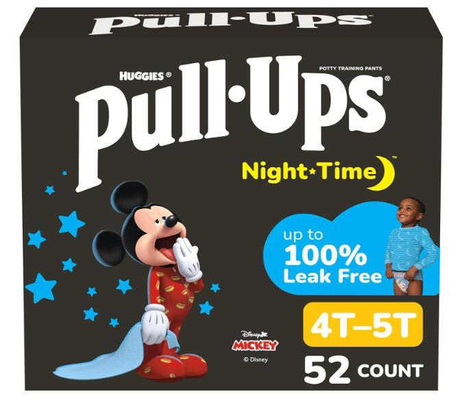 PullUps Boys' NightTime Potty Training Pants, Size 4T-5T Overnight Training Underwear (3850 lbs), 52 Ct
