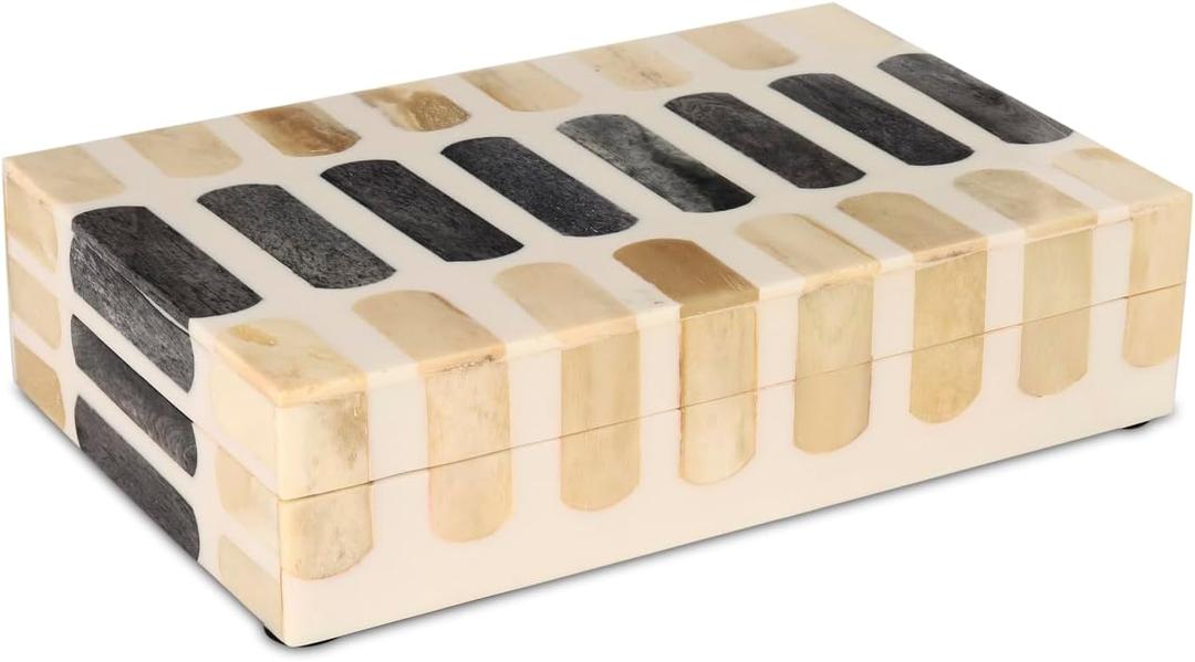 Handicrafts Home Decorative Keepsake Box 8x5  Small Organizer Box with Lid, Boho Decorative Storage, Retro Memory Box, Unique Coffee Table Dcor, Jewelry or Trinket Box, Modern Shelf Decorative Box (PATISSERIE-CARAMEL)