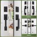 Moquin Double Front Door Lock Set, Matte Black Square Front Door Hardware Set with Dummy, Heavy Duty Door Handle with Deadbolt, Double Entry Door Lock Set with Reversible Handle