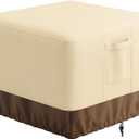 Vailge Fire Pit Cover Square,100% Waterproof Square Gas Firepit Table Cover,Outdoor Heavy Duty Lawn Patio Furniture Covers with Air Vent and Handle,44"L x 44"W x 24"H,Beige & Brown
