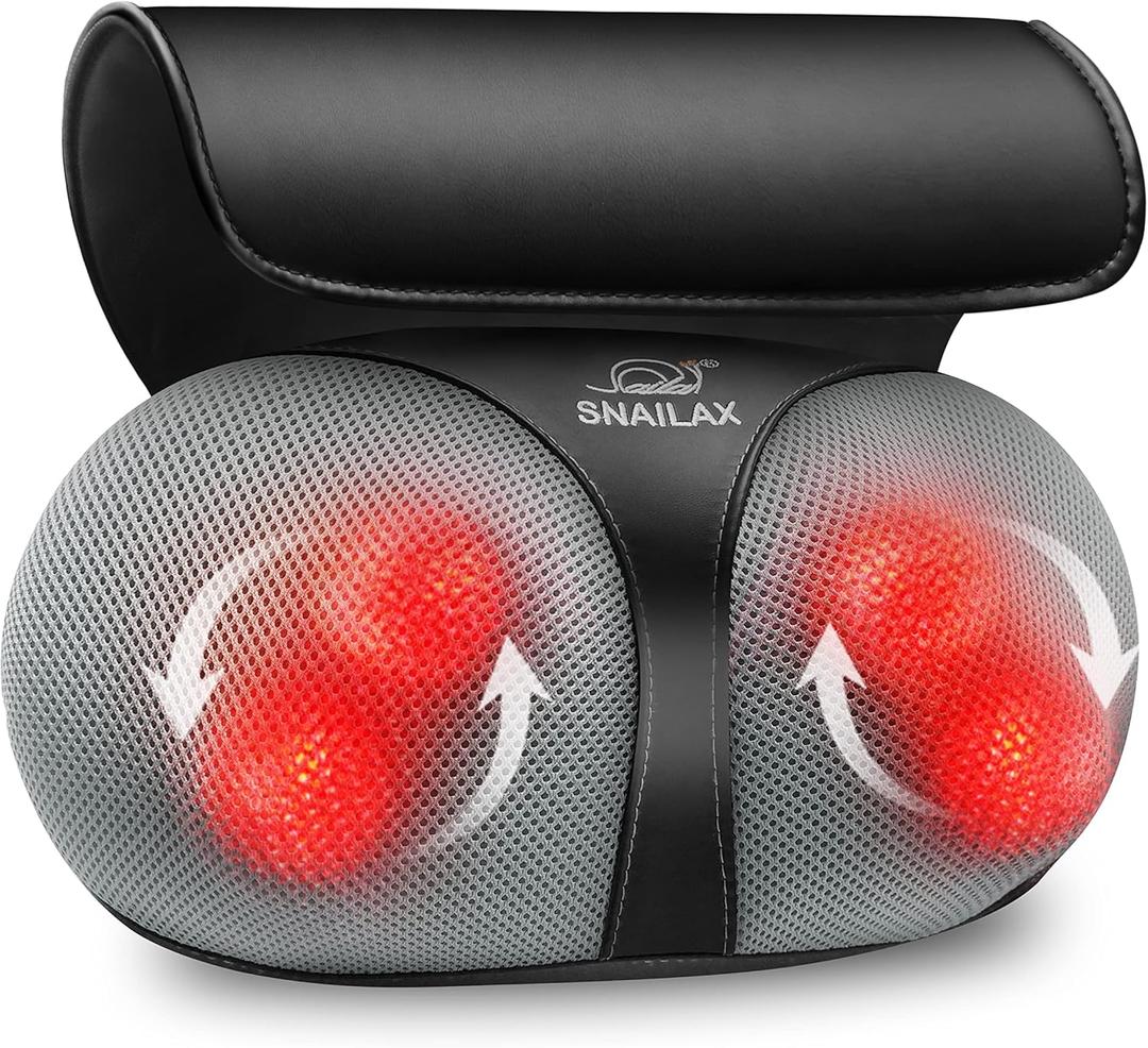 Snailax Shiatsu Neck Back Massager - Kneading Massage Pillow with Heat, Electric Pillow Massager for Shoulders,Cervical, Lower Back Best Gifts for Women/Men/Mom/Dad