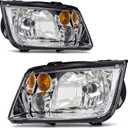Headlight Assembly Pair for 1999-2005 Volkswagen Jetta MK4 Clear Lens Chrome Housing Amber Reflector Left Right W/O Bulbs