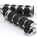 INNOGLOW Motorcycle Hand Grips 1" Universal Non-Slip Handgrips Handlebar Grips with Throttle Assist Chrome Black Aluminum Rubber for Harley Kawasiki Suzuki Cruisers